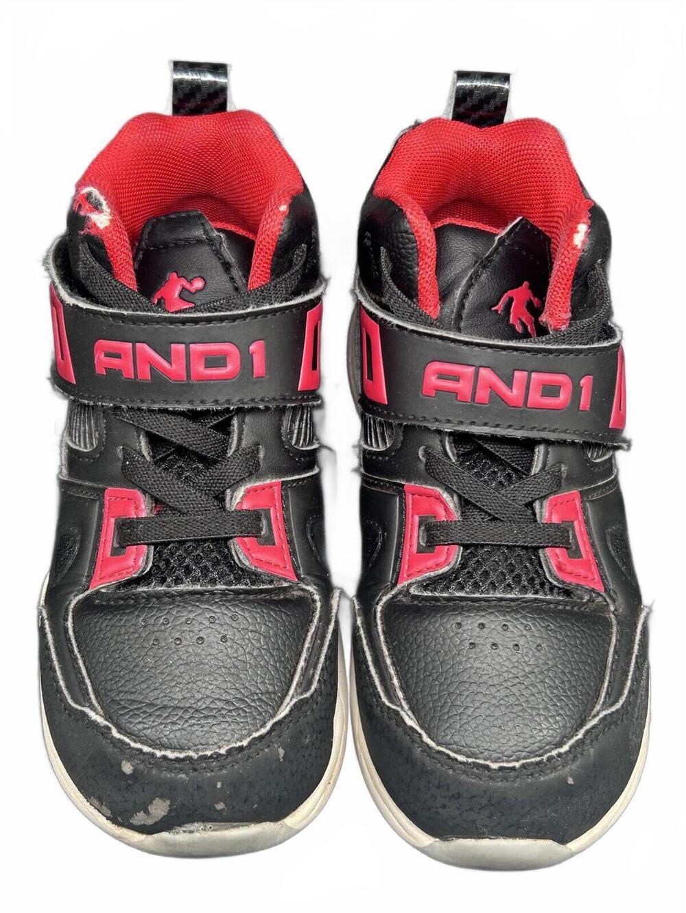 Thrift! AND1 Toddler  Black Red Strap Athletic Sneakers Shoes Size 11 Toddler